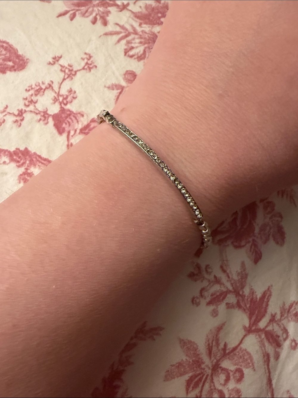 Delicate Silver-Tone Tennis Bracelet with Clear Stones